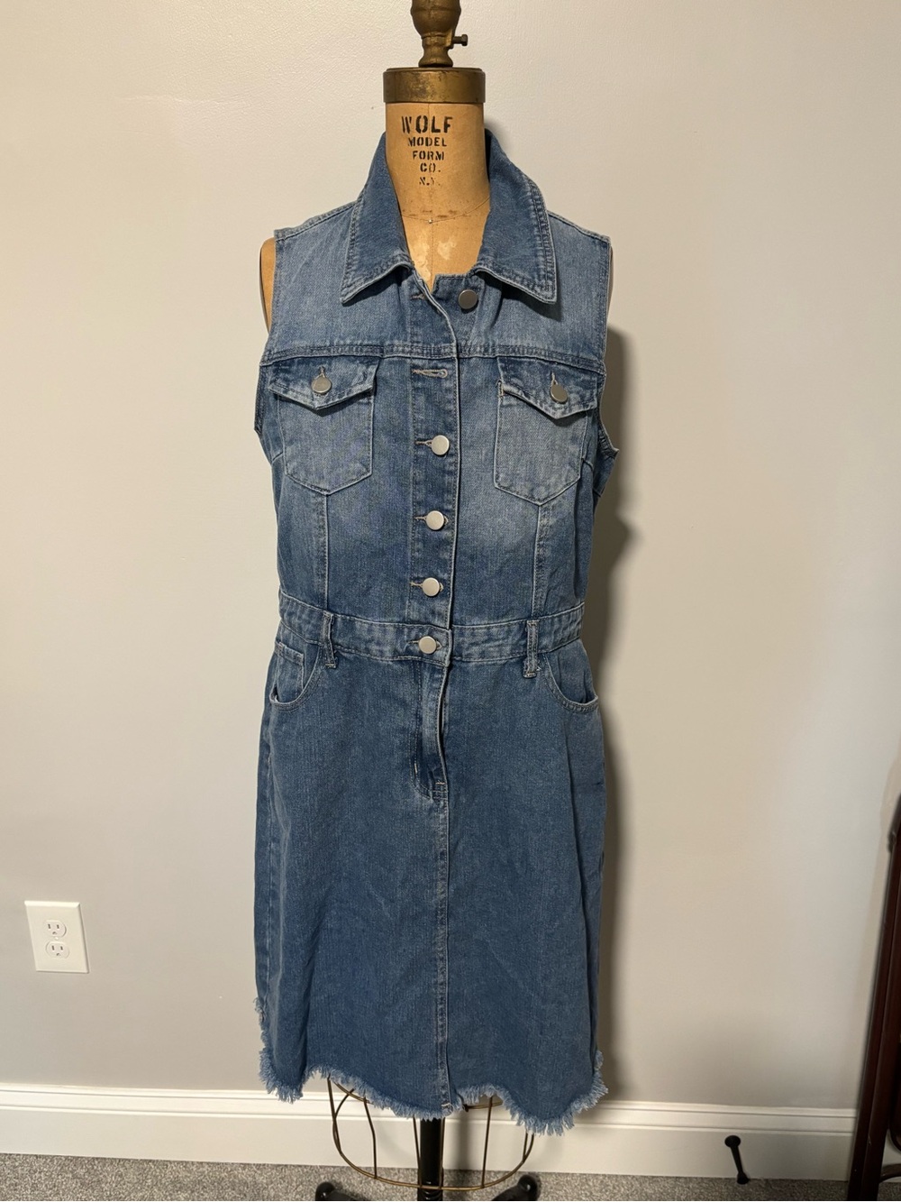 NWT Joie Sleeveless Denim Dress with Raw Hem - Size L